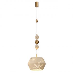 5444/1A PENDANT ODL_EX26 031 бежевый/античная бронза/металл/керамика Подвес E27 1*40W KARELIA