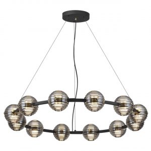 5041/120L L-VISION ODL24 533 черн./золото/дымчатый/металл/стеко Люстра LED 120W 4000К 9364Лм TRONI
