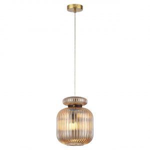 5042/1A PENDANT ODL24 373 античн.бронза/янтарный/металл/стекло/эко.кожа Подвес E27 1*60W JUGI