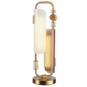 5467/10TL MODERN ODL_EX26 049 белый/коричневый/античная бронза/металл/стекло/декор металл Настольная лампа LED 10W (5W*2) 2700K LION