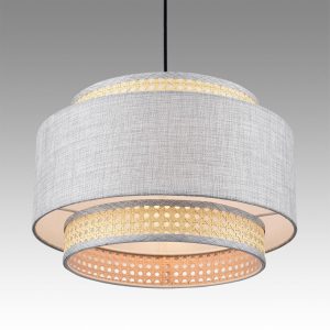 8043/1 MODERNI LN26 338 черный/серый/бежевый, металл/текстиль/ротанг Подвесной светильник Е27 1*60W 220V LAUNA