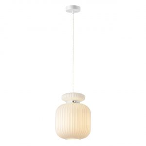 5042/1C PENDANT ODL24 373 белый/белый/металл/стекло/эко.кожа Подвес E27 1*60W JUGI