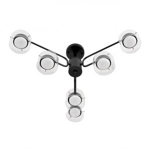 8349/6C COMFI LN26 232 черный/прозрачный, металл/стекло Светильник потолочный LED GX53 6*7W 220V NATALINA