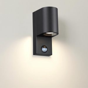 4390/1W HIGHTECH ODL23 000 черный/металл/пвх стойкий к УФ излучению Настенный светильник с датчиком движения IP44 LED GU10 14W MOTTO