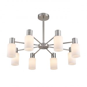 8099/8C COMFI LN26 105 никель/белый металл/стекло Люстра потолочная Е14 8*40W 220V MAVE