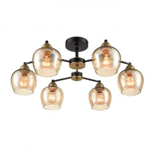 8249/6C COMFI LN 000 черный/античное золото/янтарный, металл/стекло Люстра потолочная Е27 6*60W 220V LANDA
