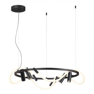 4391/55L HIGHTECH ODL24 299 черный/металл/канат Подвесной св-к с раздельн. вкл IP20 LED 50W 2020Лм 4000K CORDA