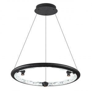 7001/44L HIGHTECH ODL25 000 Подвесной светильник черный ice crack/акрил разд. Вкл. с ПДУ IP20 LED 44W 1309Лм 3000/3800/4800K CRI > 90 CAYON