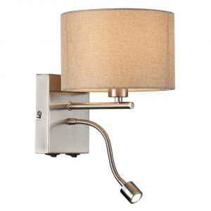 8250/2W MODERNI LN26 527  никель/бежевый, металл/текстиль бра Е14 40W+ LED 3W 4000K 220V NIKKI