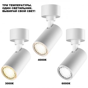 359928 OVER NT26 000 белый Светильник накладной с перекл. цв. температуры IP20 LED 20W 220-240V 3000К/4000К/6000К SELENE