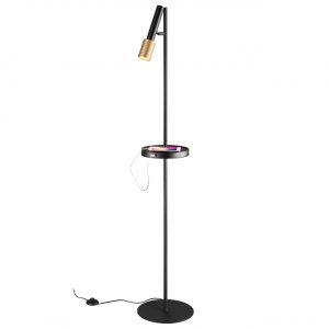 4240/1F HIGHTECH ODL21 321 черн/зол/металл Напольн.св-ник c выкл, USB IP20 LED GU10 max 10W MEHARI