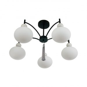 8273/5C NEOCLASSI LN26 041 черный, серый/белый металл, керамика/стекло Люстра потолочная Е14 5*40W 220V GLORIYA